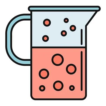 Beaker with bubbling pink liquid in a science lab Stock Illustration