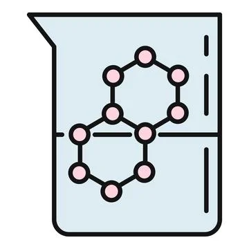 Beaker with chemical molecule structure for laboratory research Stock Illustration