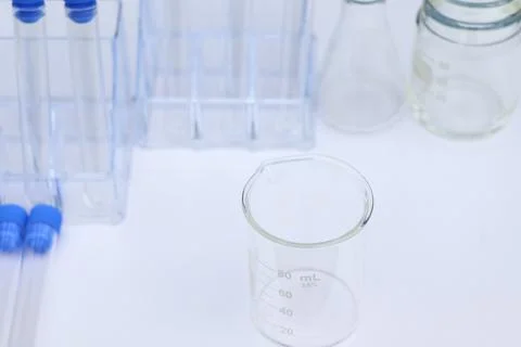 Beaker Equipment for laboratory Stockfoto's