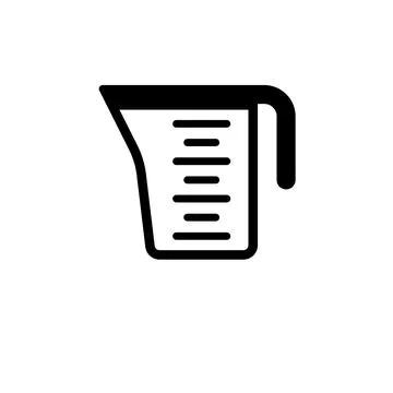 Beaker Glass Cap, Kitchen Measuring Cup Solid Flat Vector Icon Isolated on Wh Stock Illustration