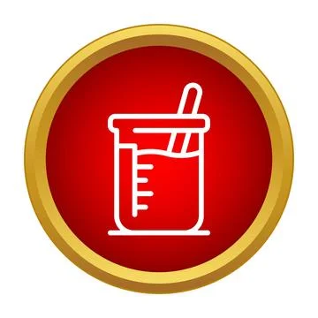 Beaker with liquid and stirrer icon illustrating chemistry Stock Illustration