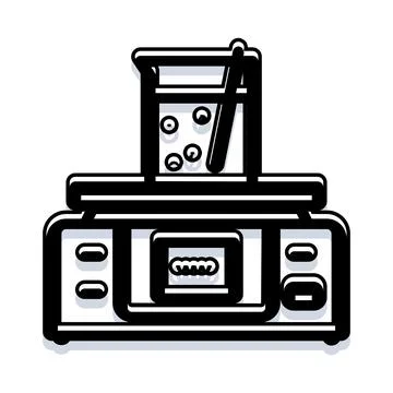Beaker with liquid on hot plate line icon Stock Illustration