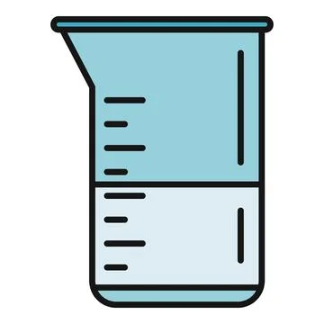 Beaker with measuring marks holding blue liquid Stock Illustration