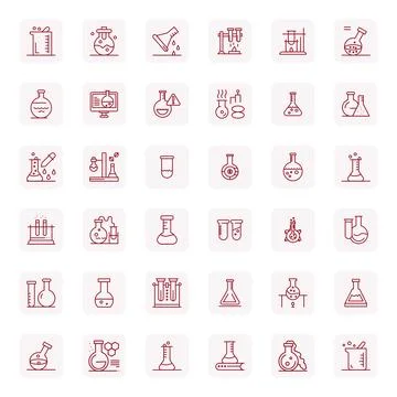 Beaker Vector Graphics featuring 36 Regular Bold Outline Grid Fitted 256x25.. Stock Illustration