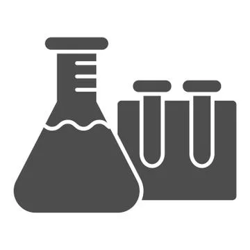 Beakers for chemistry solid icon, education concept, Laboratory glassware sign 스톡 일러스트