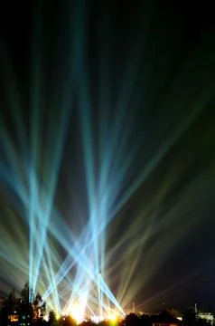 Beam could into the dark sky 写真素材