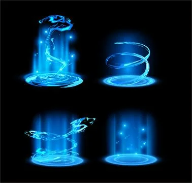 Beam frame effects game, blue futuristic ray, vector laser glow, energy aura or Stock Illustration