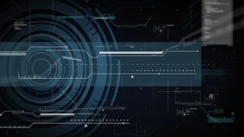 Beam initiating code fade-in, HUD module extending panel and glitching nodes for Stock Footage 310141028