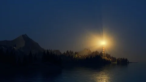 Beam of light from lighthouse rotating over the coast. Stock-Footage 89586843