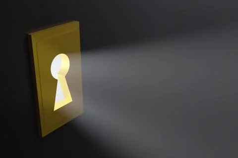 Beam of light through keyhole Illustrazione stock