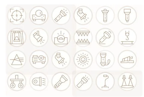 Beam Premium Vector Bundle with 24 256x256 Grid Fitted Thin Line Icons Illustrazione stock
