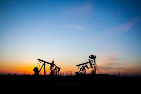 Beam pumping unit Stock Photos