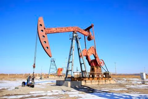 Beam pumping unit Stock Photos