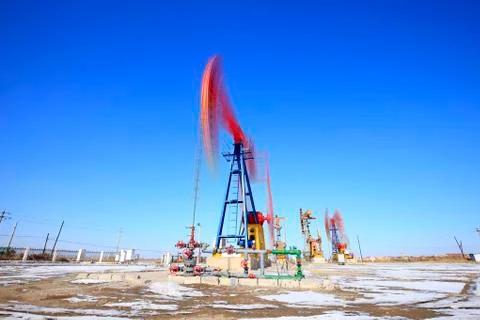 Beam pumping unit Stock Photos