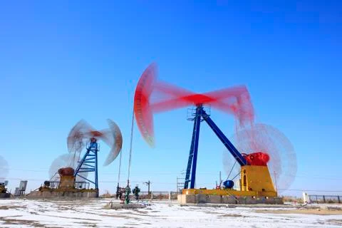 Beam pumping unit Stock Photos