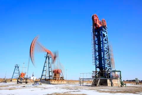 Beam pumping unit Stock Photos