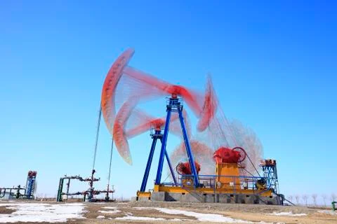 Beam pumping unit Stock Photos