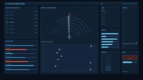 Beam Steering Data HUD Seamless Loop Stock-Footage 342143763