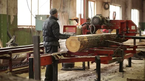 Beam working machine working wood Stock Footage 61036921