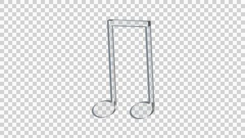 Beamed pair of eighth notes made of clear reflective glass Stock Illustration
