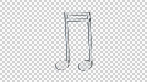 Beamed pair of sixteenth notes made of clear reflective glass Stock Illustration