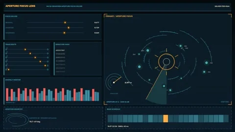 Beamforming Aperture Focus HUD Seamless Loop Stock Footage 342144825