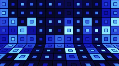 Beaming blue squares disco loopable background Stock Footage 7135402