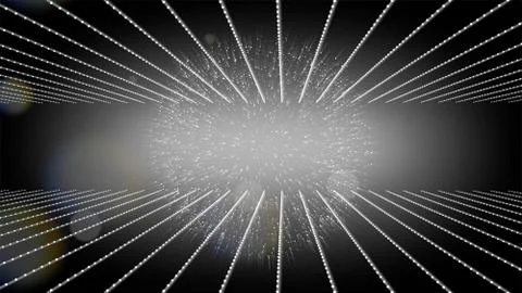 Beaming rows of solar energy panels lit with abstract sun rays. Illustrazione stock