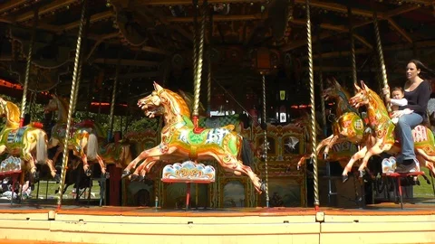 Beamish Steam Carousel Stock Footage 89885493