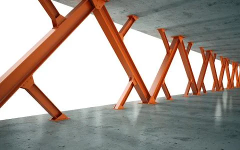 Beams and concrete structure 3d rendering Stock Illustration