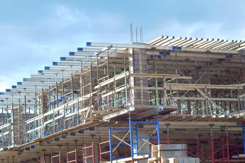 Beams construction site building structure city development Stock Photos