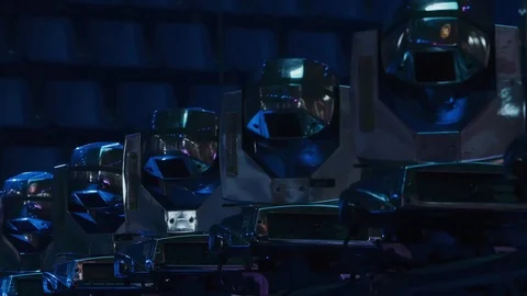 Beams Spot Light Rotating In Empty Sport Arena Vídeo Stock 125240783