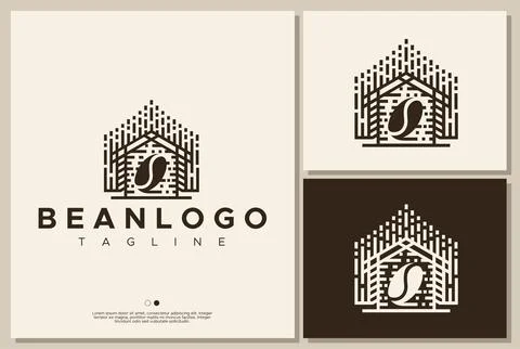 Bean cafe logo design template. Coffee bean logo vector. Stock Illustration