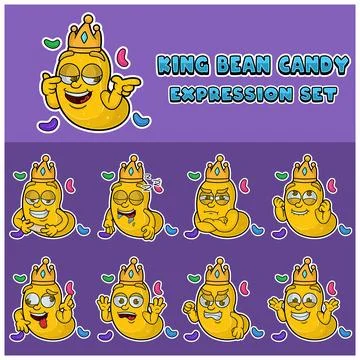 Bean Candy Expression set. Mascot cartoon character for flavor, strain, lab.. Stock Illustration