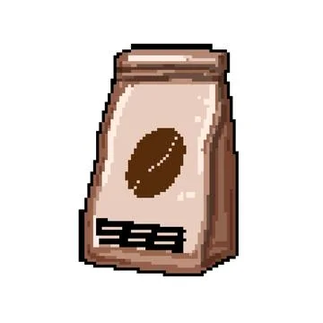 Bean coffee packaging pixel art vector illustration Illustrazione stock