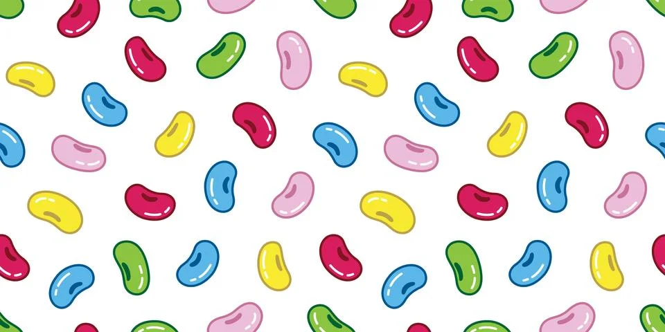 Bean jelly bean Seamless vector Pattern wallpaper candy gummy isolated cartoon Stock Illustration