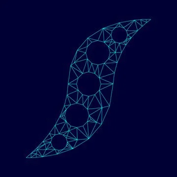Bean low poly triangulation triangulated polygonal electric cyan blue vibrant Stock Illustration