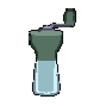 Bean mill coffee grinder manual pixel art vector illustration Illustrazione stock