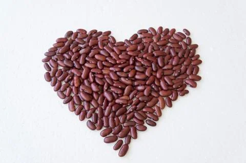 Bean nut shape heart red food ingredients concept Stock Photos
