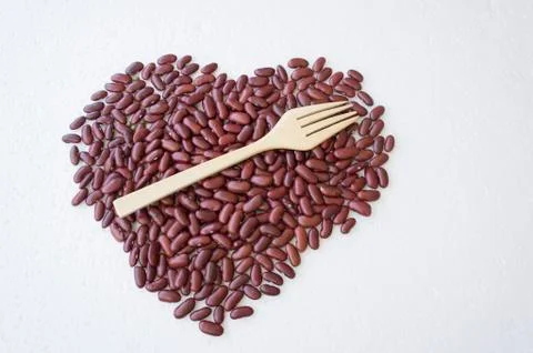 Bean nut shape heart red food ingredients concept Stock Photos
