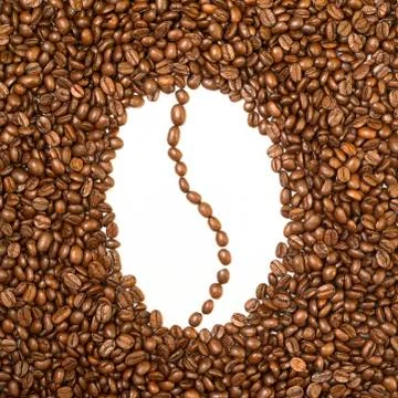 Bean shaped frame made of coffee beans Stock Photos