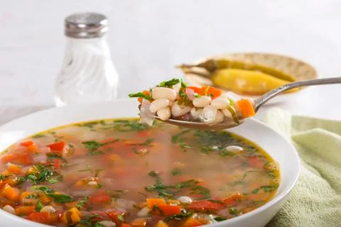 Bean soup with vegetables Stock Photos