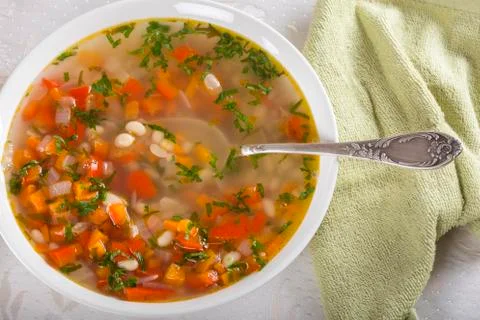 Bean soup with vegetables Stock Photos
