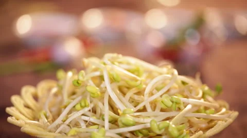 Bean sprouts, mung bean sprouts, yellow bean sprouts (3) Stock Footage 202208186