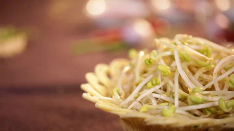 Bean sprouts, mung bean sprouts, yellow bean sprouts (4) Stock Footage 202208189