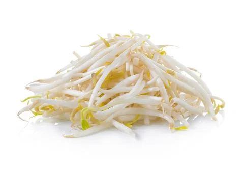 Bean Sprouts on White Background Stock Photos