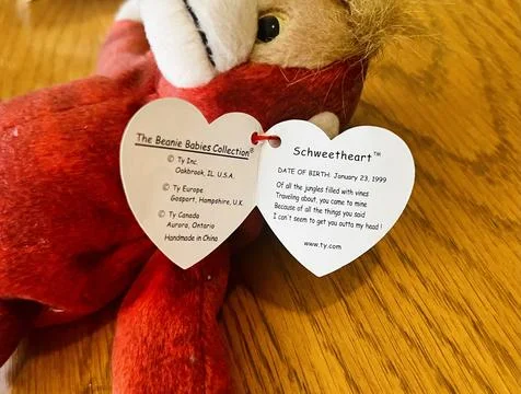 Beanie Babies Schweetheart tag and poem Fotos de archivo