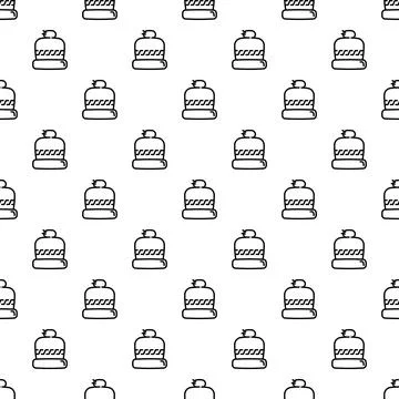 Beanie hat winter seamless pattern background repeating Stock Illustration