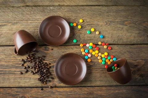 Beans and candies Stock Photos