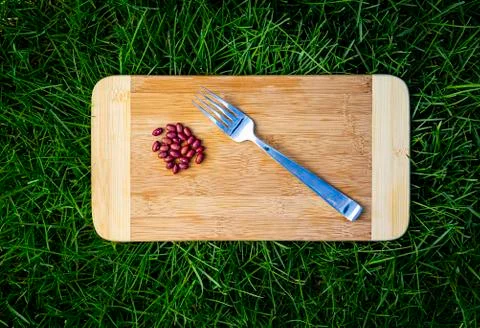 Beans and fork Stock-Fotos